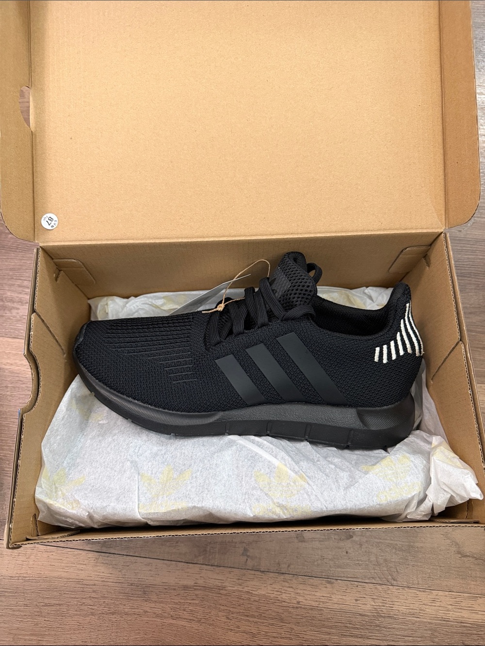 adidas Men’s Black Knit Sneakers with Subtle White Heel Detail